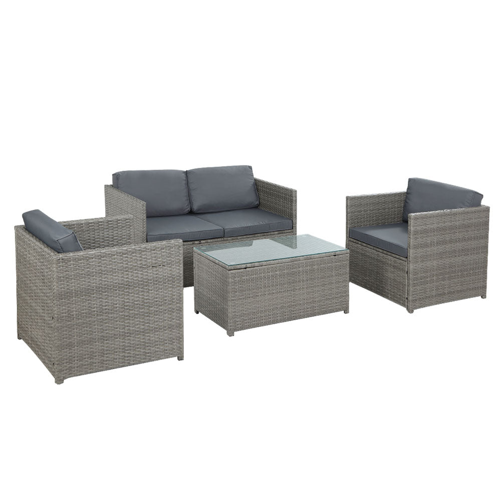 Outdoor Sofa Set 4 Seater Wicker Lounge Setting Table Chairs The Best Backyard