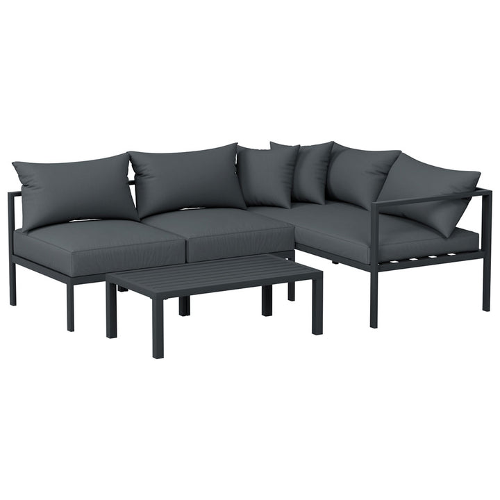 Gardeon 4 Seater Outdoor Sofa Set Aluminium Patio Furniture Setting 4PC Charcoal