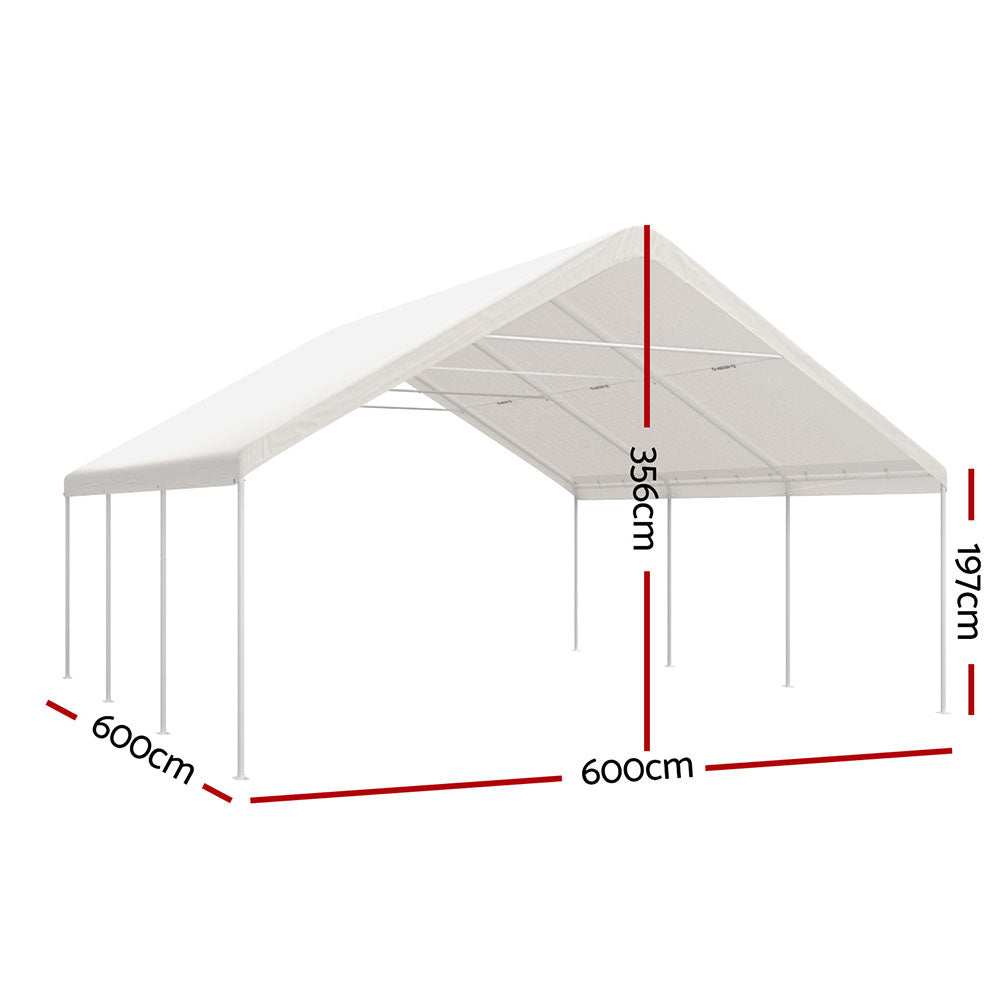 Instahut Carports 6x6m Carport Kits Steel Shelter Gazebo Canopy Garage Portable Garden Shed