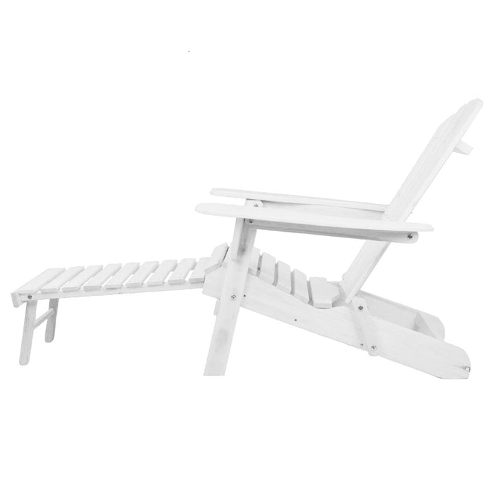 Gardeon Adirondack Outdoor Chairs Wooden Foldable Sun Lounge Patio Furniture White