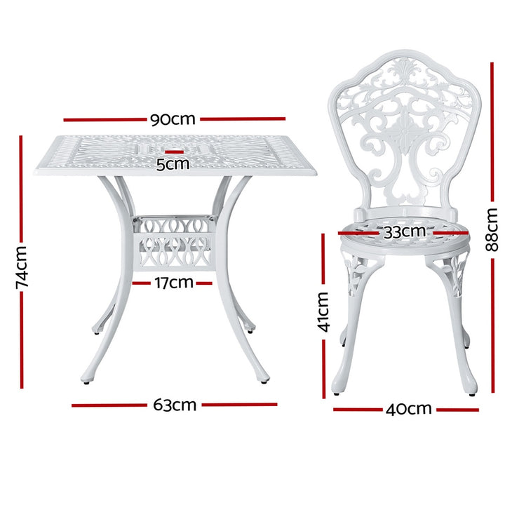 Gardeon Outdoor Dining Set 5 Piece Chairs Table Cast Aluminum Patio White