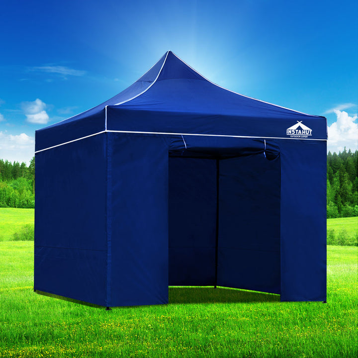 Instahut Gazebo 3x3 Pop Up Marquee Folding Tent Wedding Gazebos Camping Outdoor Shade Canopy Blue