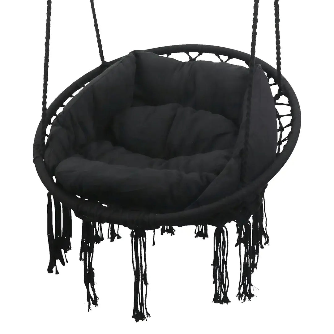 Hammock Hanging Swing Chair with Cushions in Black - Lifespan Kids