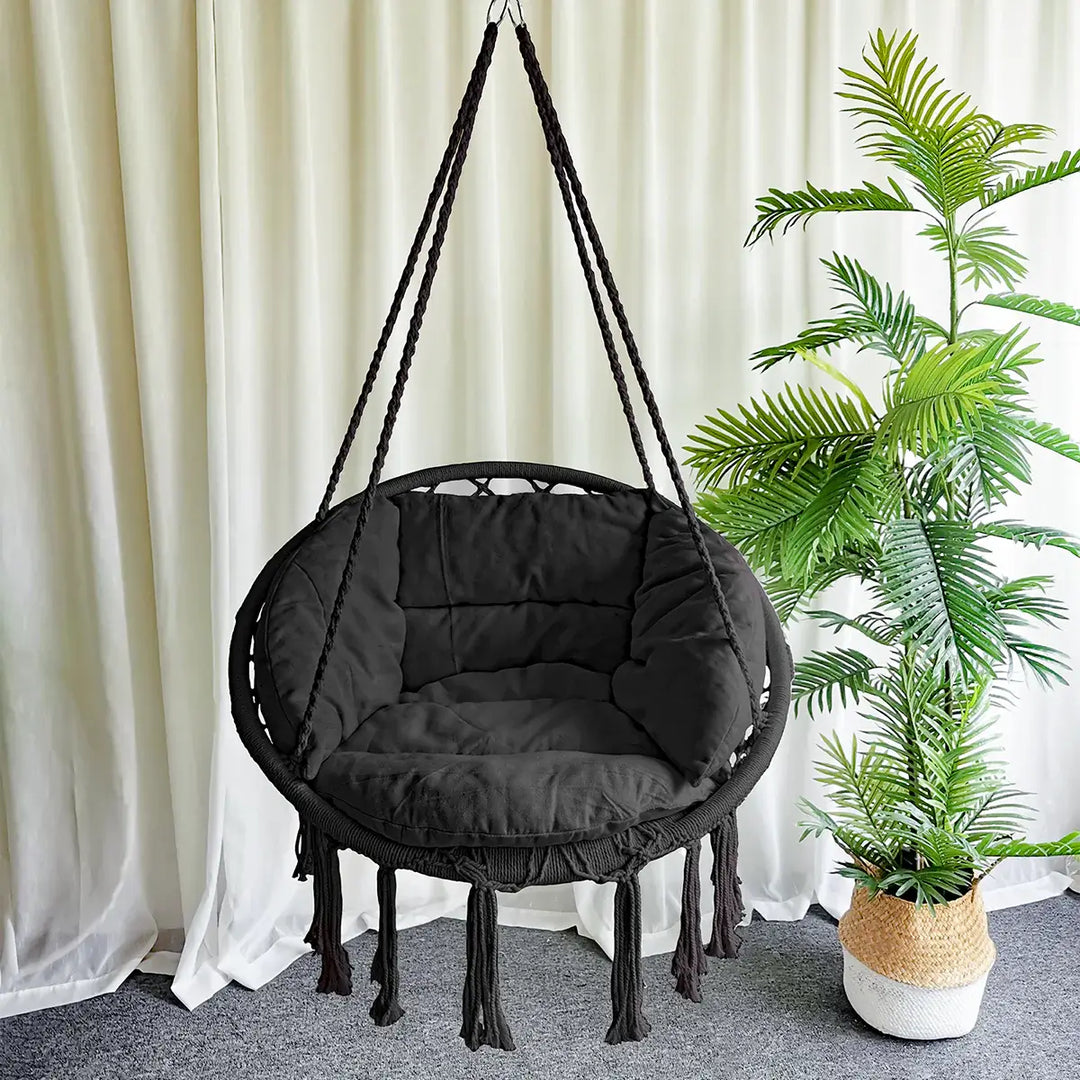 Lifespan Kids Hammock Hanging Swing Chair with Cushions in Black