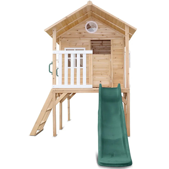 Archie Elevated Cubby House with Green Slide - Lifespan Kids