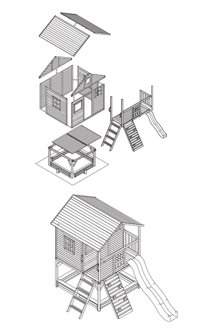 Warrigal Elevated Cubby House (with Green, Yellow or Blue Slide) - Lifespan Kids