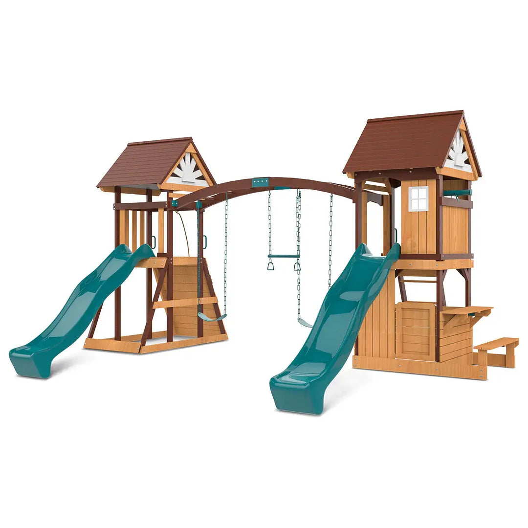 Lifespan Kids Armadale Play Centre Set with 2 x 2.2m Slide (Available in Green, Blue or Yellow Slide) 