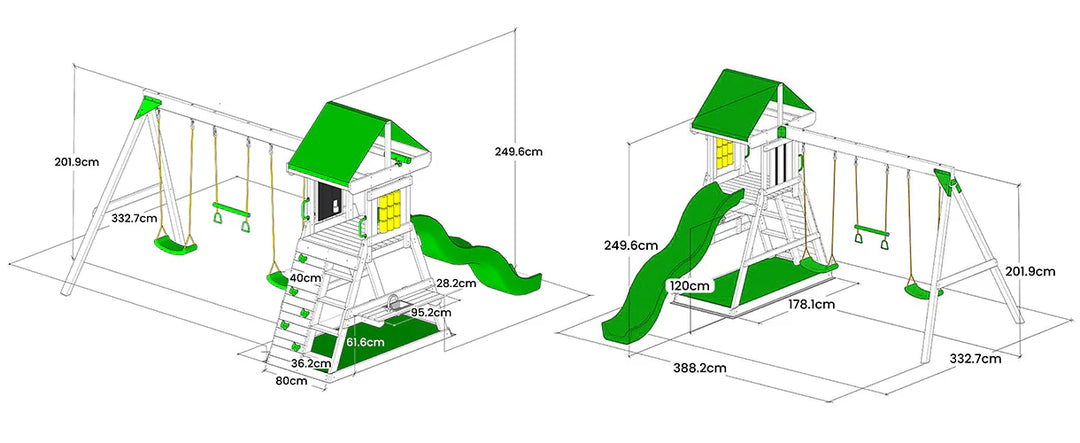 Birmingham Play Centre with Slide (Green, Blue or Yellow Slide) - Lifespan Kids