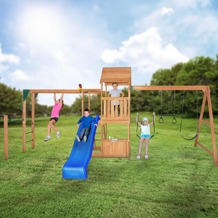 Coburg Lake Play Centre with Swings & Slide (Yellow, Blue or Green) - Lifespan Kids