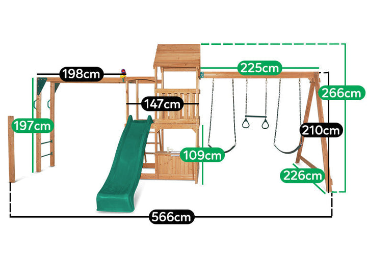 Coburg Lake Play Centre with Swings & Slide (Yellow, Blue or Green) - Lifespan Kids