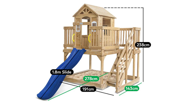 Silverton Cubby House with 1.8m Slide (Blue or Green) - Lifespan Kids