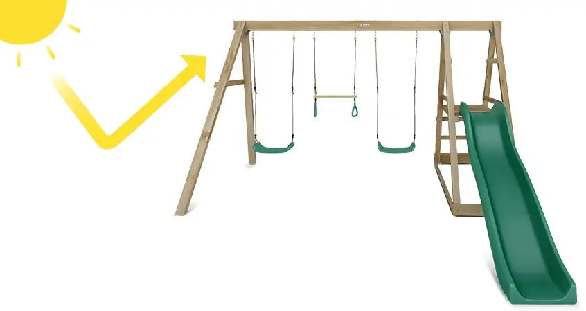 Winston 4-Station Timber Swing Set with Blue / Green Slide - Lifespan Kids