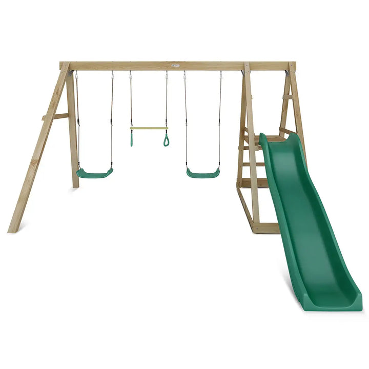 Winston 4-Station Timber Swing Set with Blue / Green Slide - Lifespan Kids