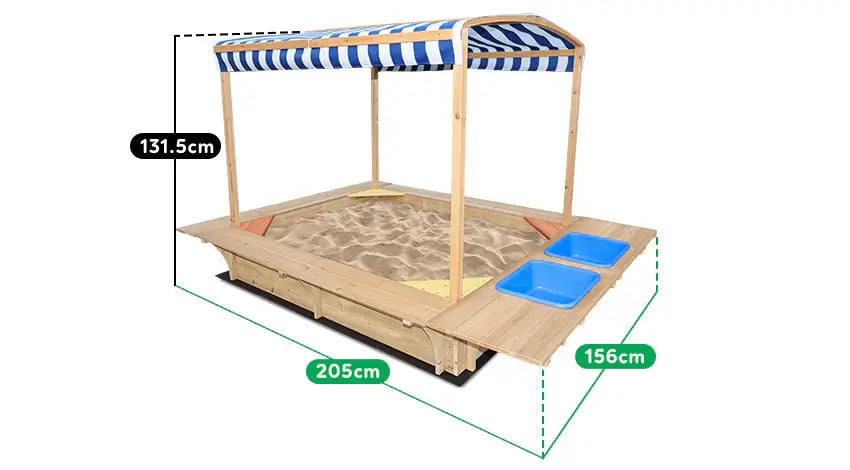 Playfort 2 Sandpit with Striped Canopy - Lifespan Kids