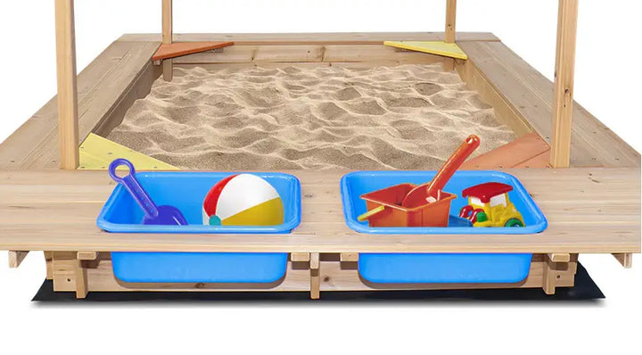 Playfort 2 Sandpit with Striped Canopy - Lifespan Kids