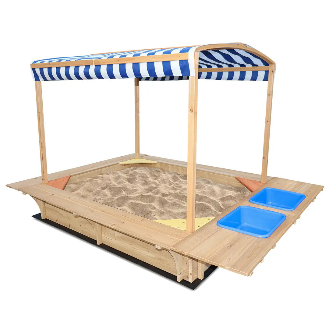 Playfort 2 Sandpit with Striped Canopy - Lifespan Kids