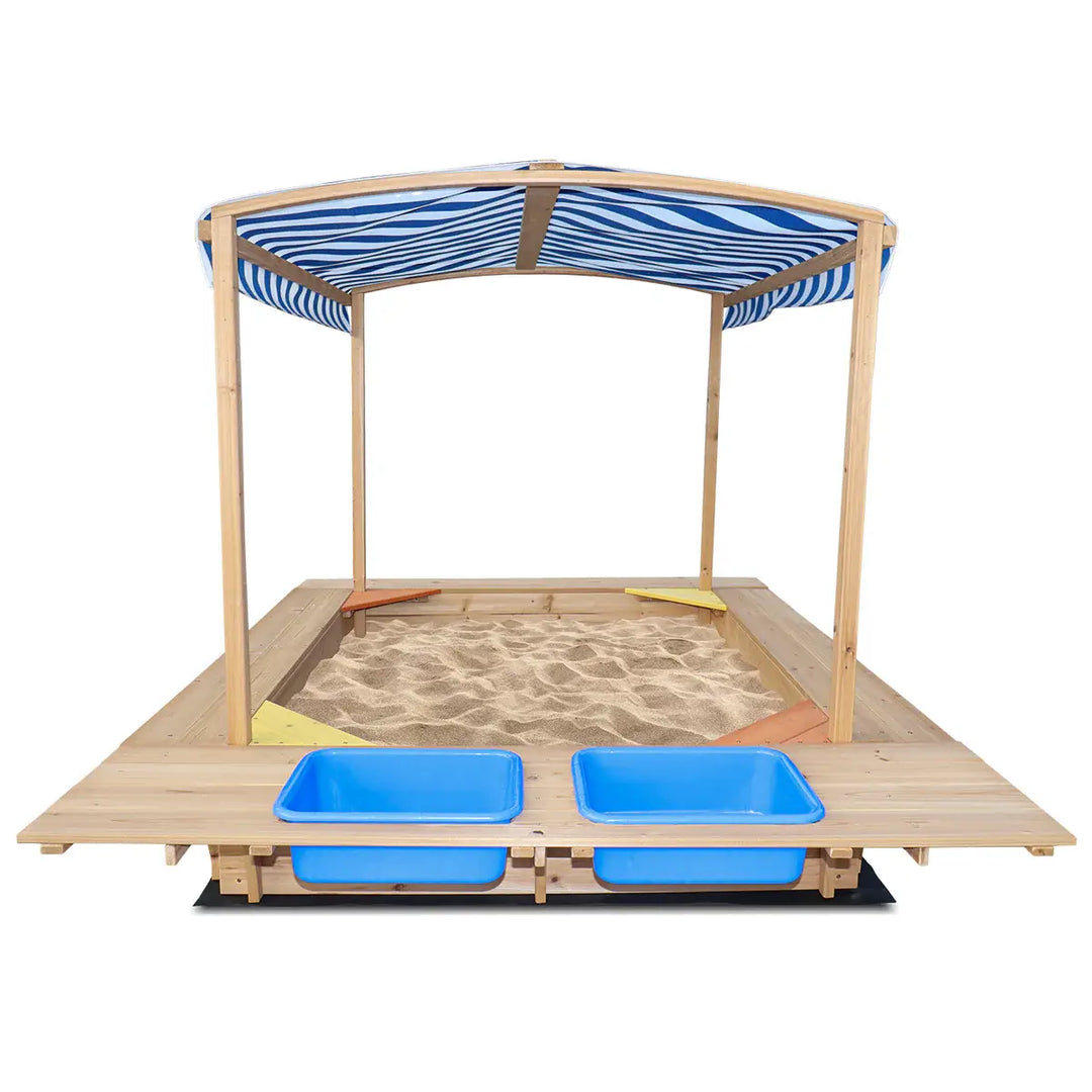 Playfort 2 Sandpit with Striped Canopy - Lifespan Kids