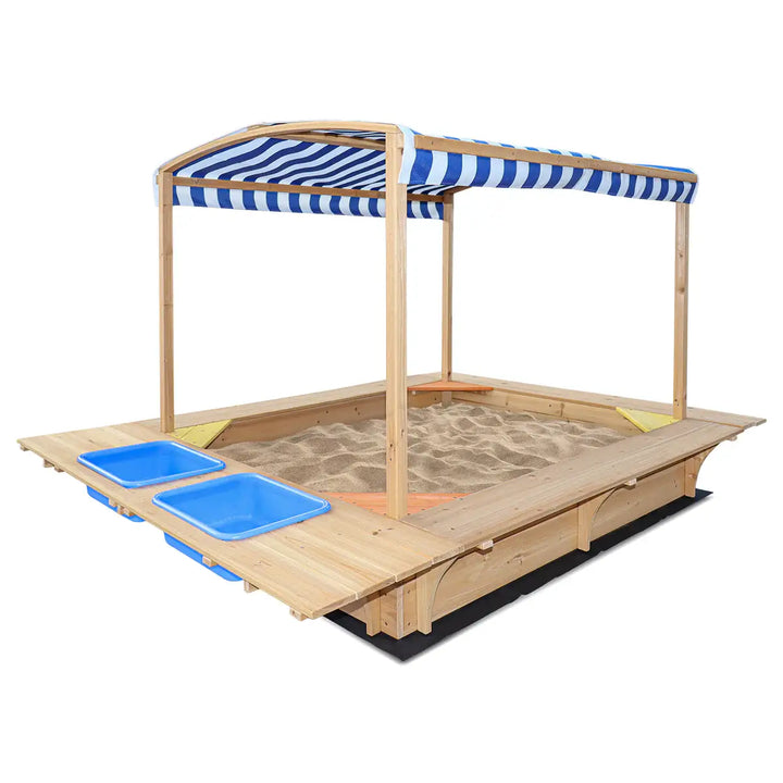 Playfort 2 Sandpit with Striped Canopy - Lifespan Kids