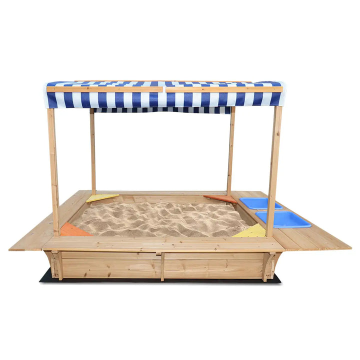 Playfort 2 Sandpit with Striped Canopy - Lifespan Kids