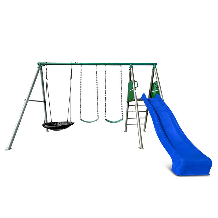 Europa Commercial Steel Swing Set (Green, Blue or Yellow Slide) - Lifespan Kids