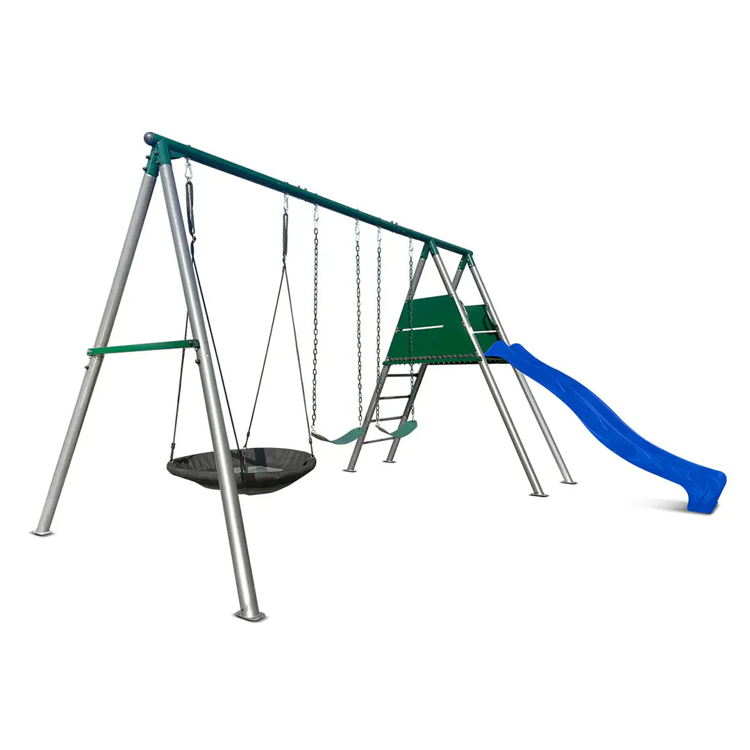 Europa Commercial Steel Swing Set (Green, Blue or Yellow Slide) - Lifespan Kids