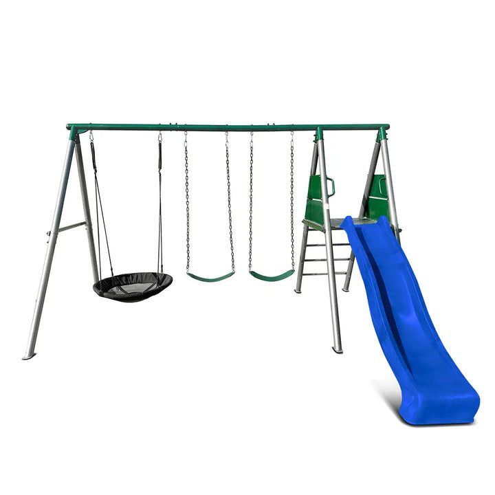 Lifespan Kids Europa Commercial Steel Swing Set (Green, Blue or Yellow Slide)