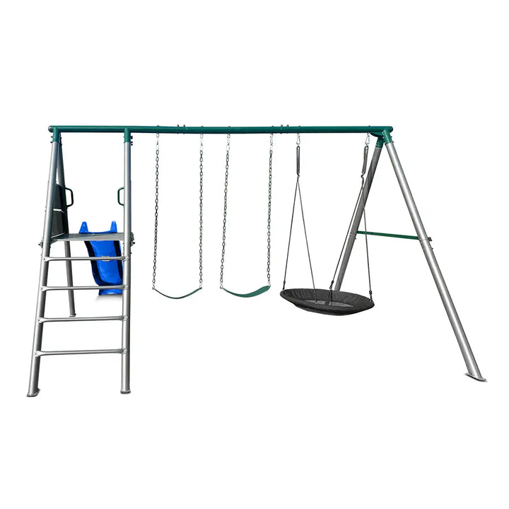 Europa Commercial Steel Swing Set (Green, Blue or Yellow Slide) - Lifespan Kids