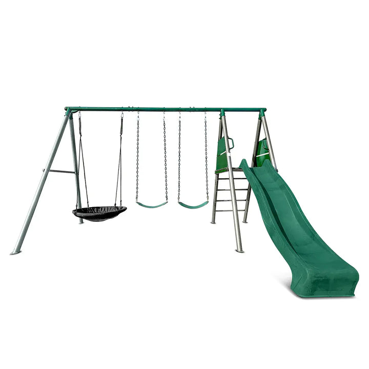 Europa Commercial Steel Swing Set (Green, Blue or Yellow Slide) - Lifespan Kids