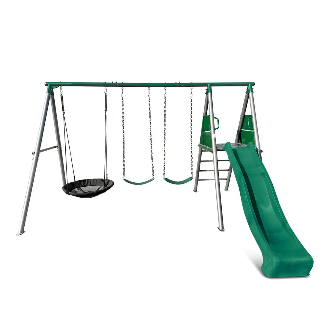 Europa Commercial Steel Swing Set (Green, Blue or Yellow Slide) - Lifespan Kids