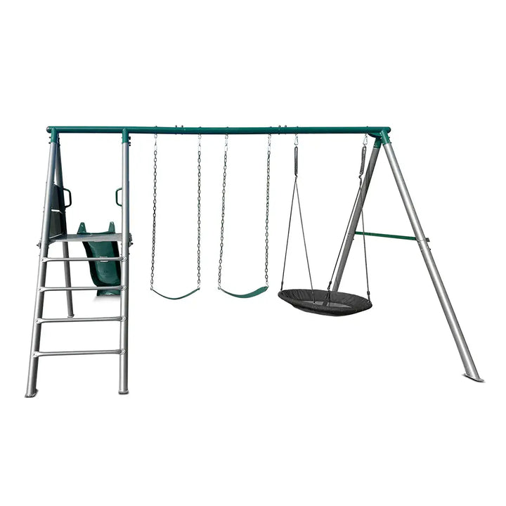 Europa Commercial Steel Swing Set (Green, Blue or Yellow Slide) - Lifespan Kids