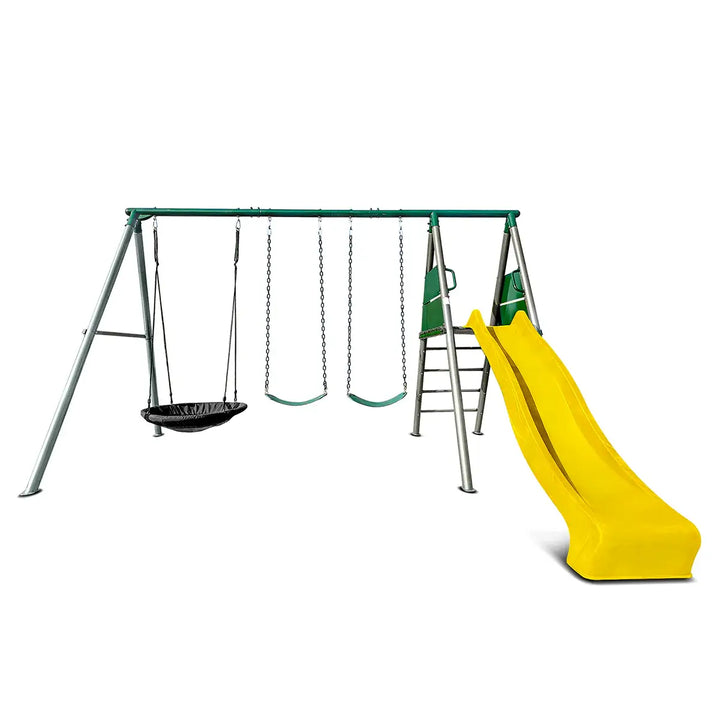 Europa Commercial Steel Swing Set (Green, Blue or Yellow Slide) - Lifespan Kids