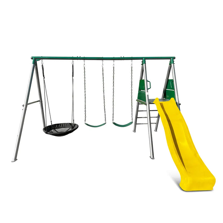 Europa Commercial Steel Swing Set (Green, Blue or Yellow Slide) - Lifespan Kids