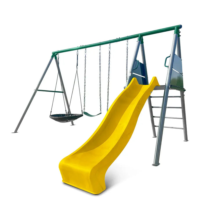 Europa Commercial Steel Swing Set (Green, Blue or Yellow Slide) - Lifespan Kids