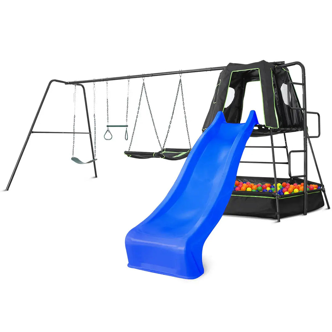 Lifespan Kids Pallas Play Tower with Metal Swing Set with Blue Slide