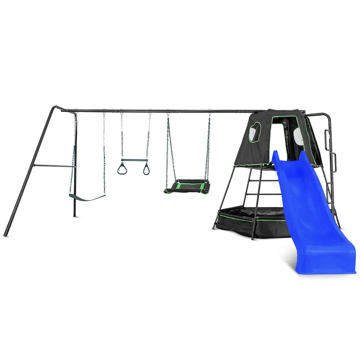 Pallas Play Tower with Metal Swing Set with Blue Slide - Lifespan Kids