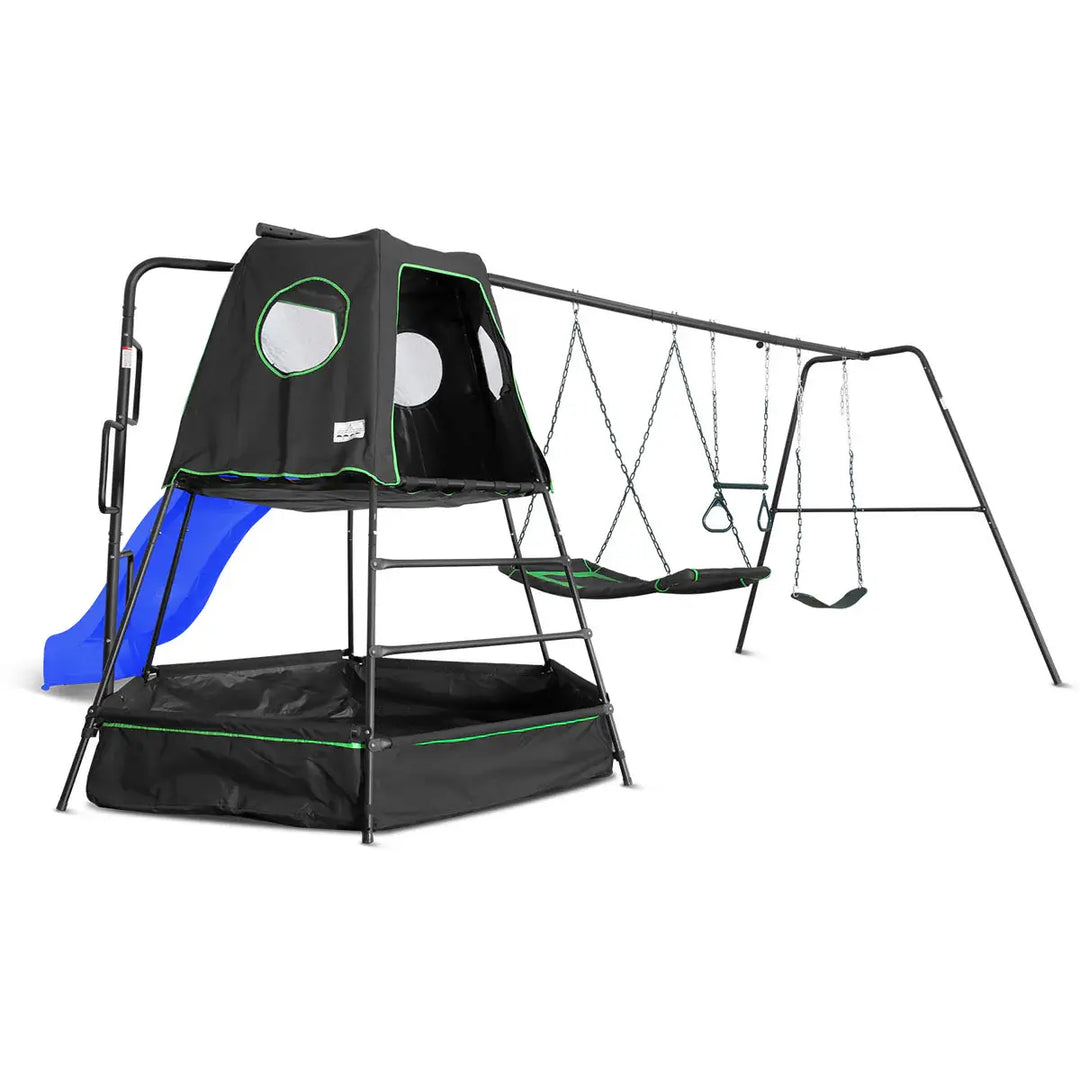 Pallas Play Tower with Metal Swing Set with Blue Slide - Lifespan Kids