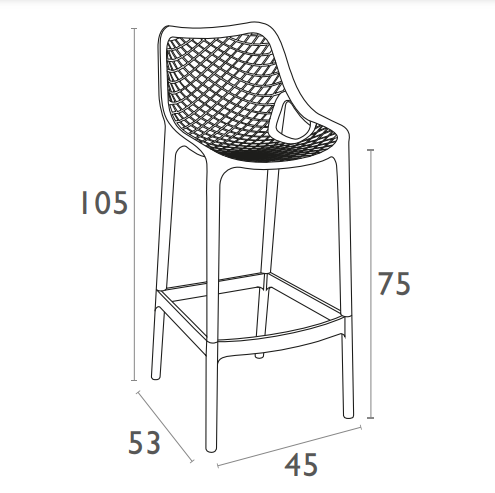 Siesta Air Bar Stool 75cm - Bar Height (Available in Black, White, Taupe, Red, Green, Orange & Anthracite)