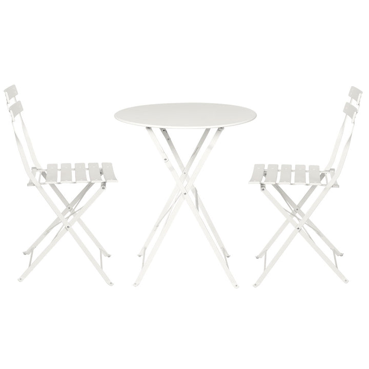 Gardeon 3PC Outdoor Bistro Set Steel Table and Chairs Patio Furniture White