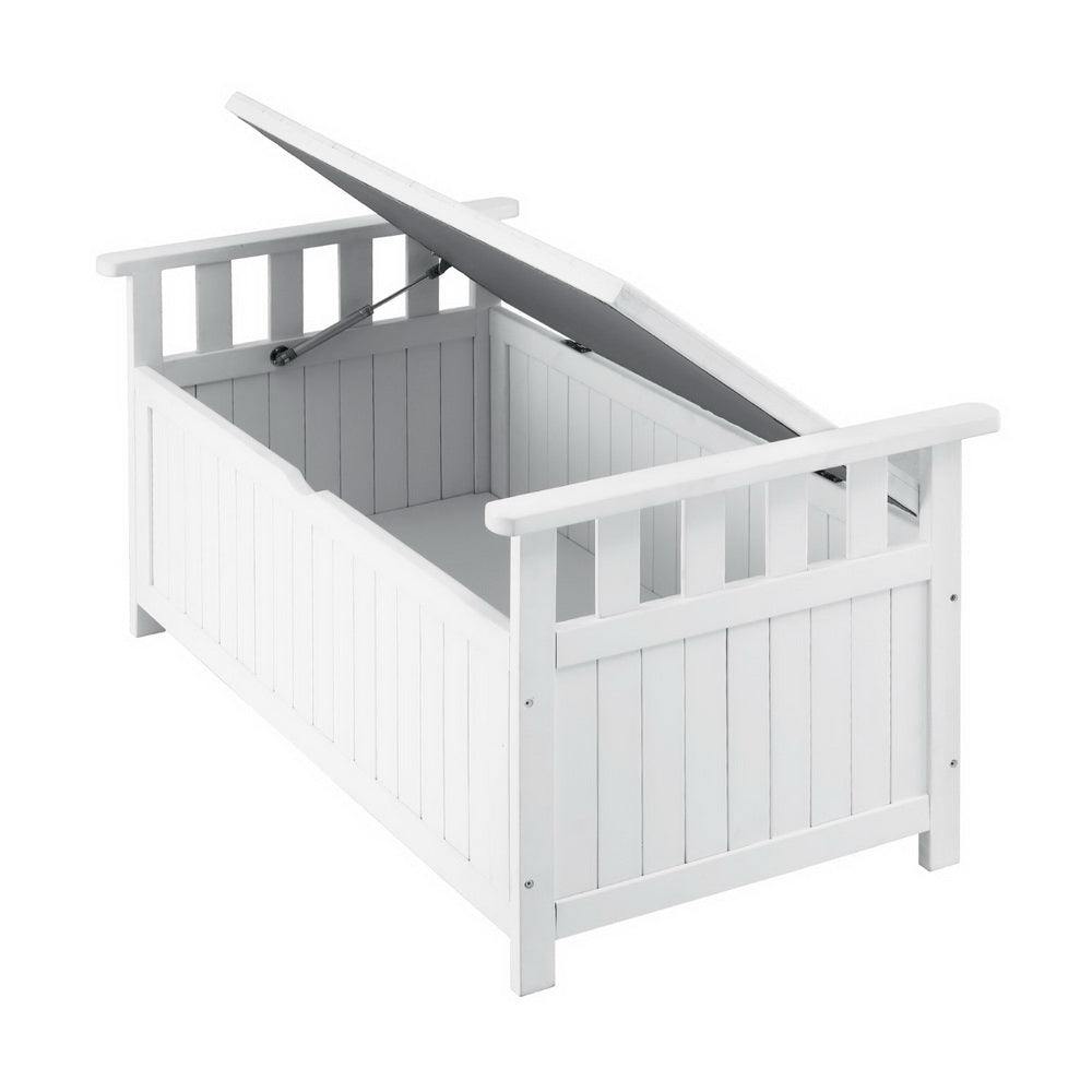 Gardeon Outdoor Storage Bench Box Wooden Garden Toy Tool Patio Furniture White