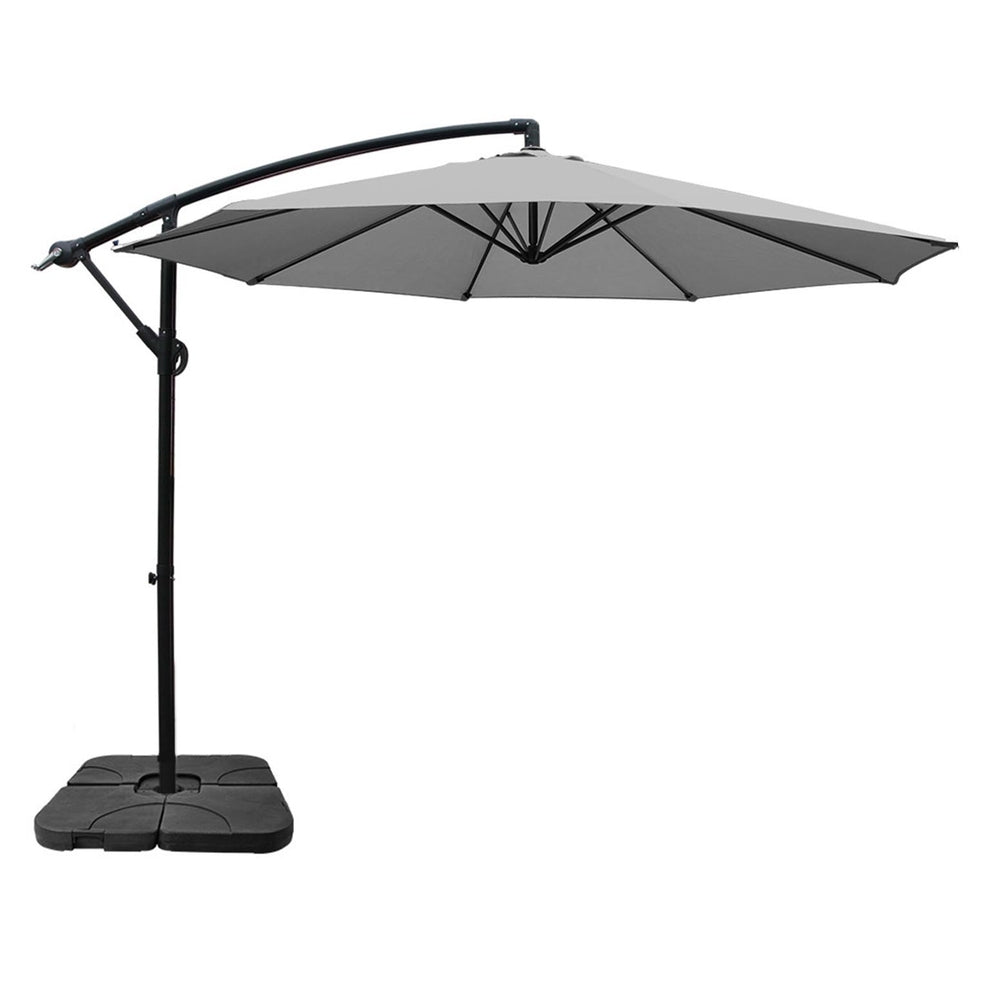 Instahut Umbrella Outdoor Umbrellas Cantilever Sun Stand UV Garden Base Grey 3M