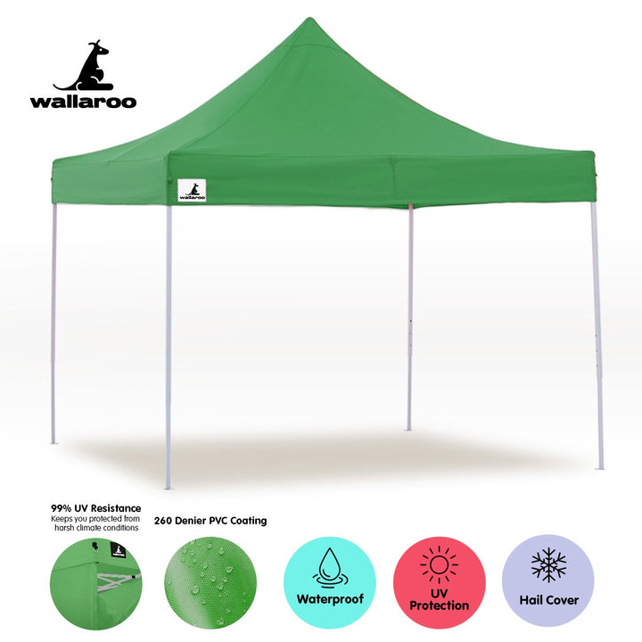 Wallaroo Gazebo Tent Marquee 3x3 Popup Outdoor - Green