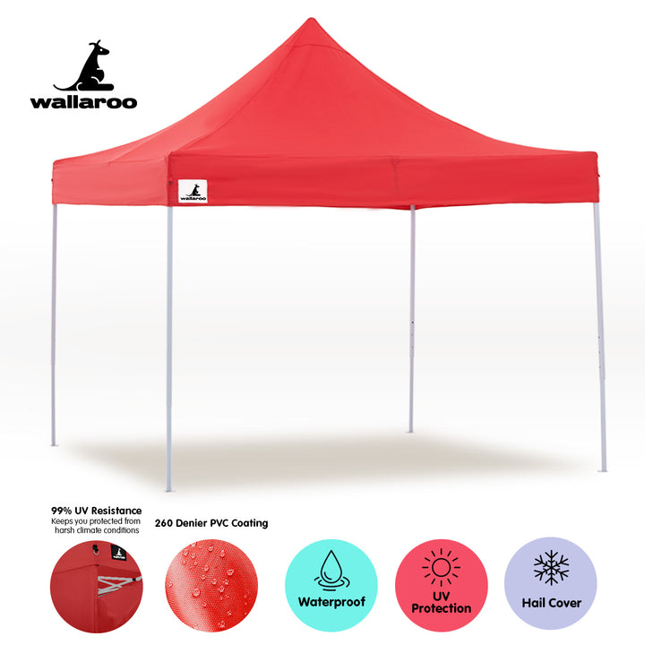 Wallaroo Gazebo Tent Marquee 3x3 PopUp Outdoor  Red