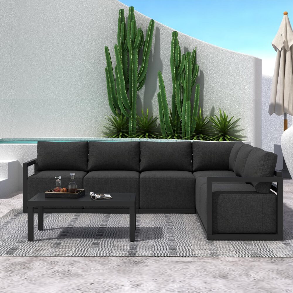 Alfresco Contemporary All-Weather Lounge Set – White