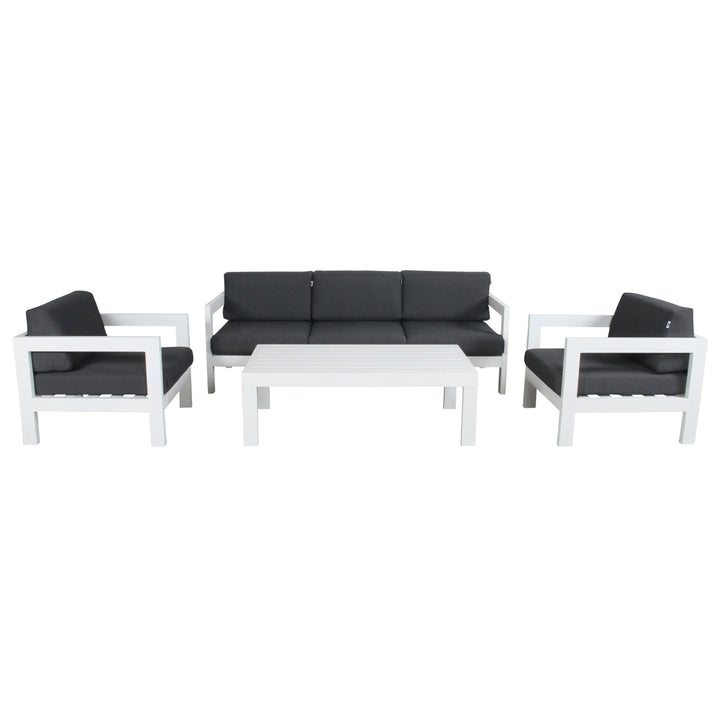 Outie 4pc Set 1+1+3 Seater Outdoor Sofa Lounge Coffee Table Aluminium White