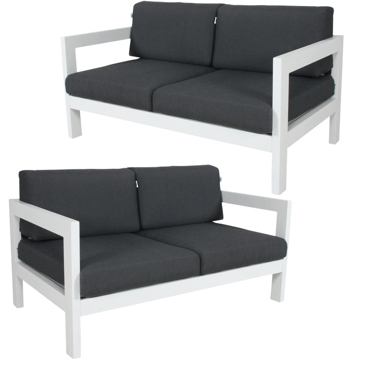 Outie 2pc Set 2+2 Seater Outdoor Sofa Lounge Aluminium Frame White