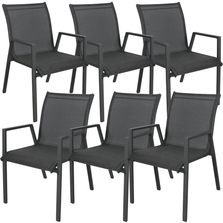 Iberia 6pc Set Aluminium Outdoor Dining Table Chair Charcoal