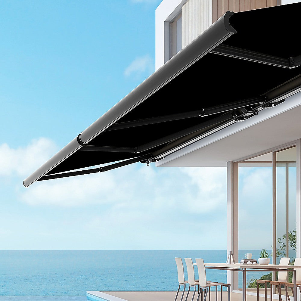 5.5m x 3.0m Retractable Folding Arm Awning Heavy Duty Full Cassette Motorised