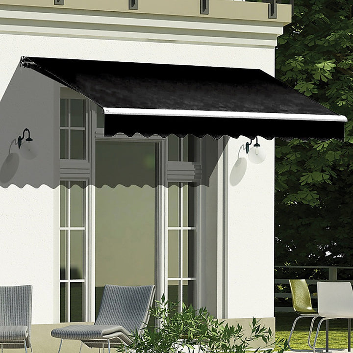 Outdoor Folding Arm Awning Retractable Sunshade Canopy Black 3.0m x 2.5m