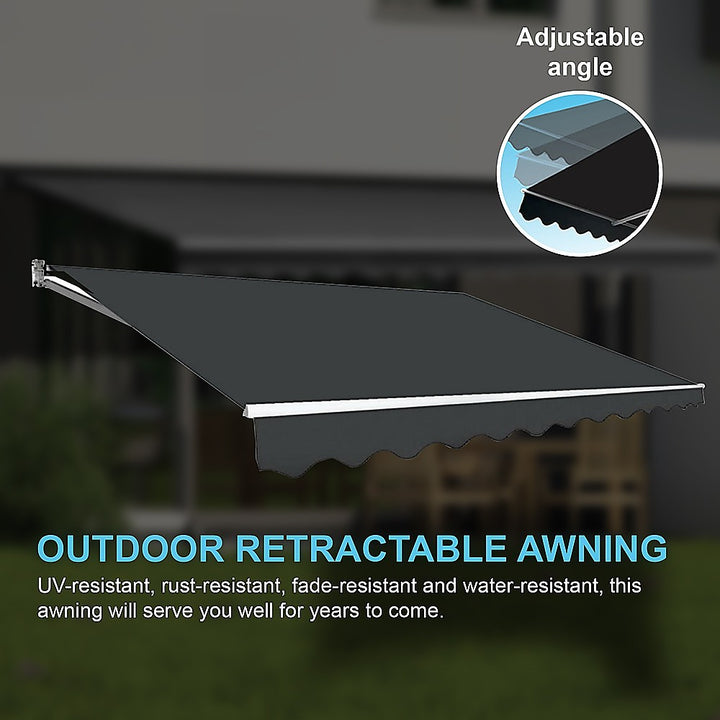 Outdoor Folding Arm Awning Retractable Sunshade Canopy Grey 5.0m x 3.0m