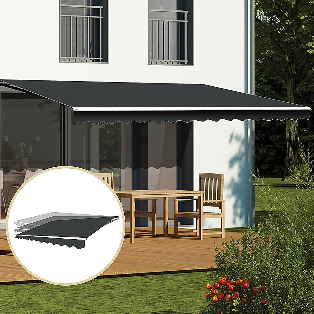 Motorised Outdoor Folding Arm Awning Retractable Sunshade Canopy Grey 4.0m x 2.5m